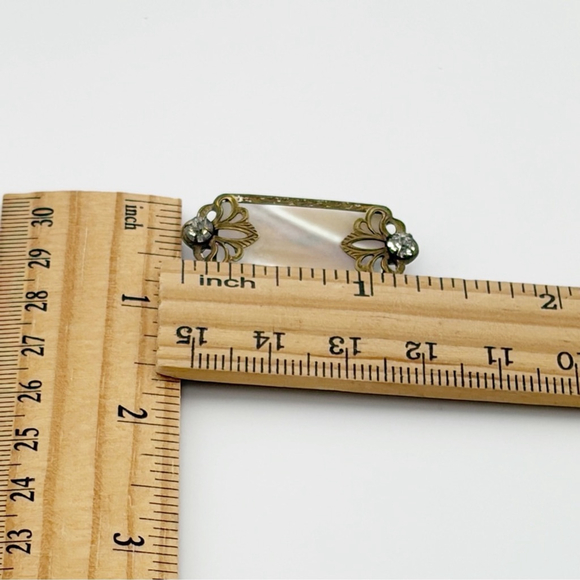 Antique Mother of Pearl Brooch Art Nouveau Edwardian Art Deco Gold Filled - Picture 10 of 10